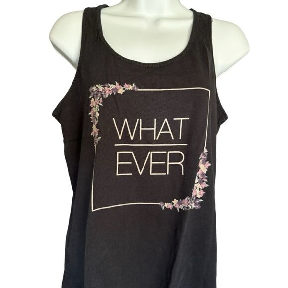 “Whatever” Black Cami Tank Top Size M - Picture 3 of 5